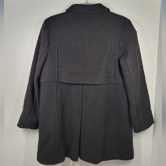 Lands' End Black Wool Blend Button Up Peacoat Jacket Women Size 12P - Picture 2 of 5